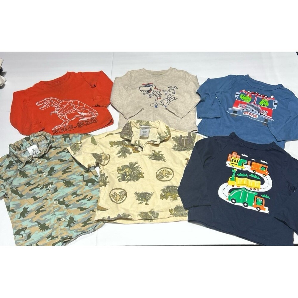 Baby Boy 18 Months Dinosaur Shirt Bundle - 6-Piece Variety Set